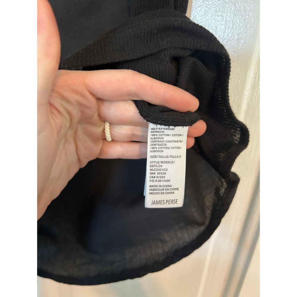 James Perse Sheer Slub Side Panel Shirt Black Size 2 - Picture 8 of 9